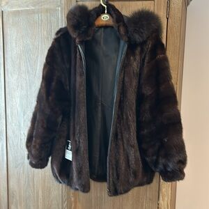 Mink / leather reversible jacket